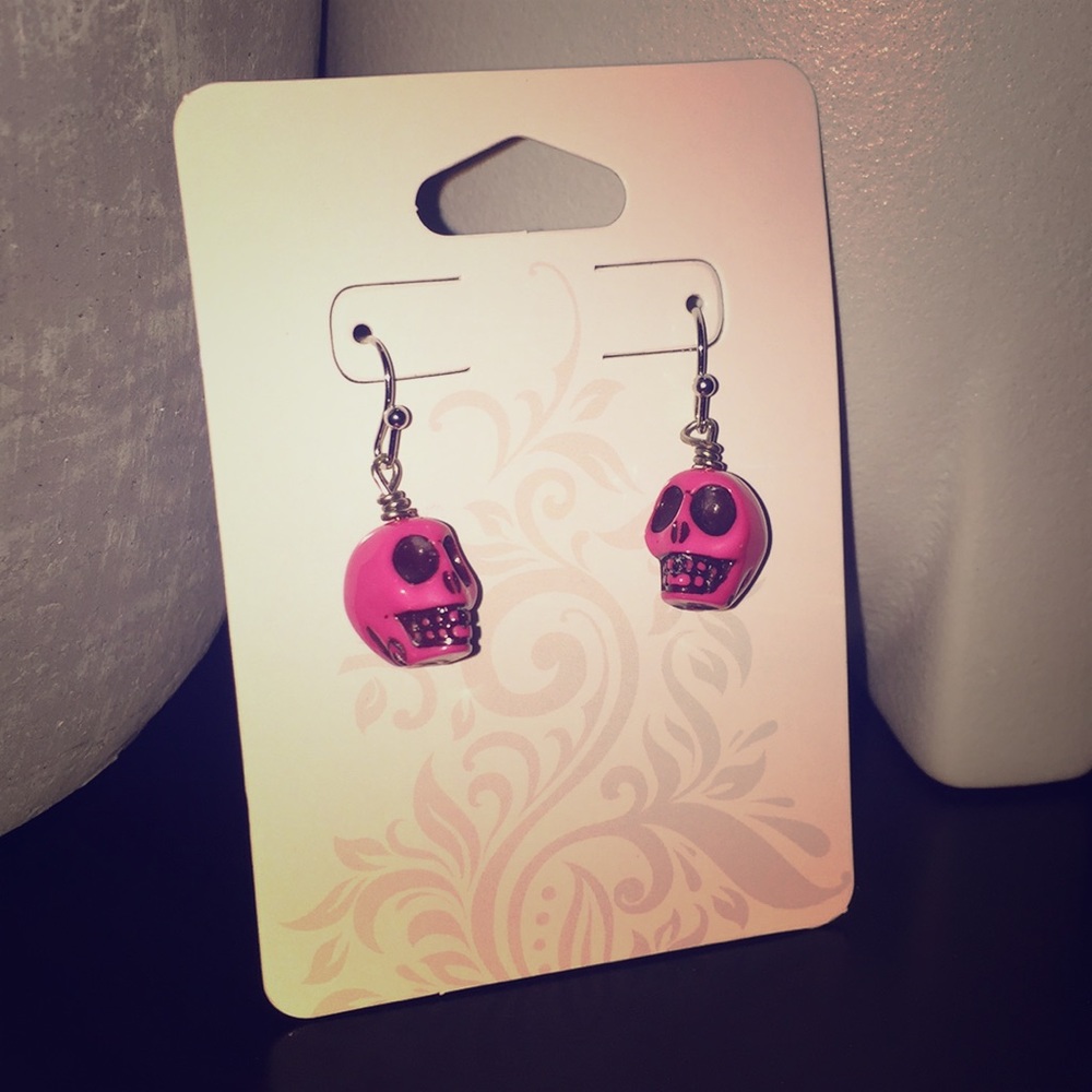 Hot pink skull earrings